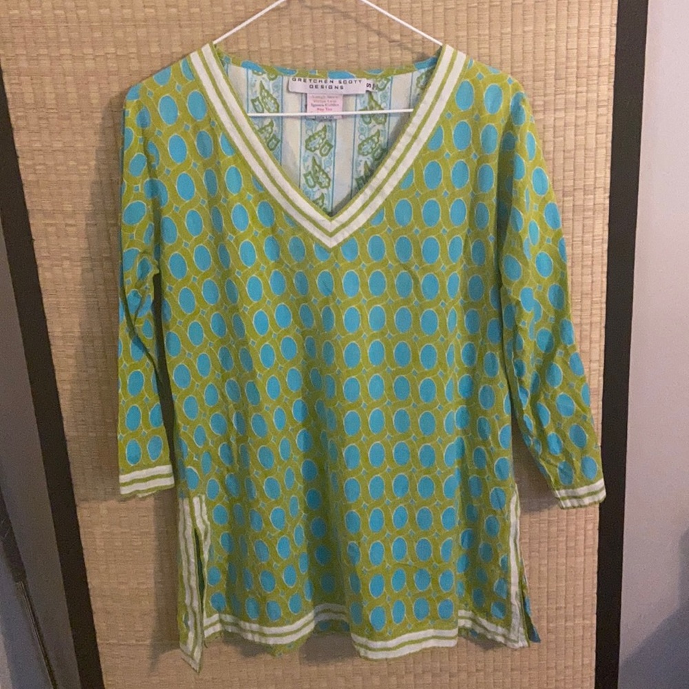 S Gretchen Scott Designs blue & green tunic